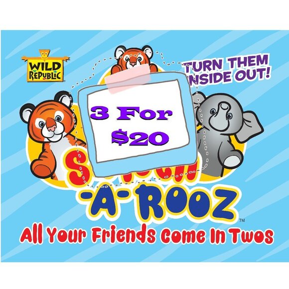 🔥3 For $20🔥New w/Tag Owls Reversible Plush Pink/Green Switch-A-Rooz 8" (20 cm) - Picture 2 of 16